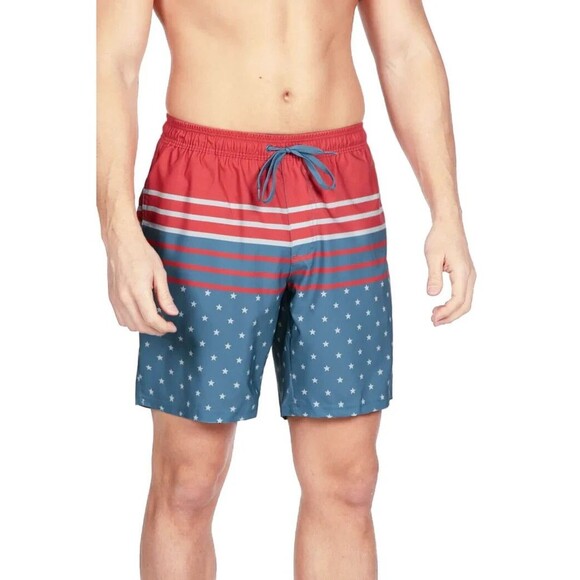 TIPSY ELVES Freedom's Calling Swim Trunks Size Large Red White Blue Liner USA 8" - Picture 1 of 13